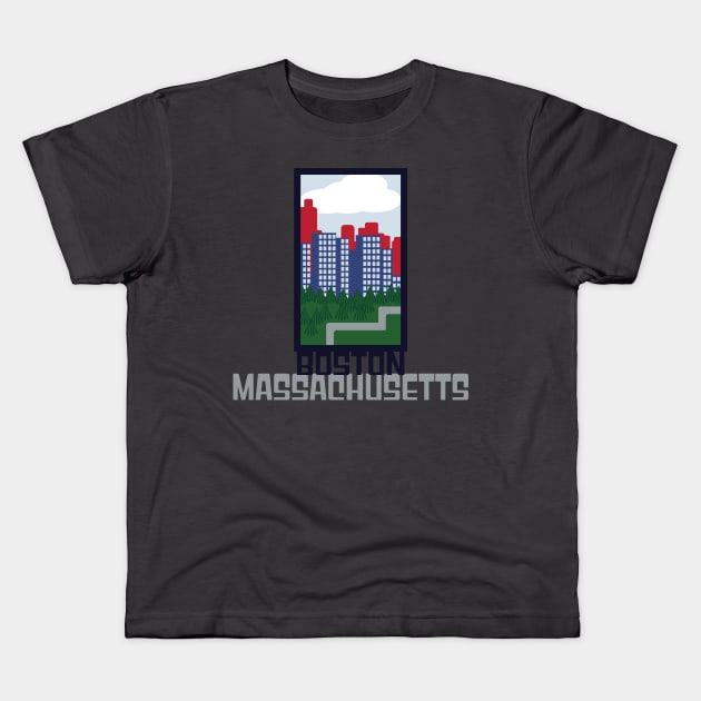 Boston Skyline T-Shirt Kids T-Shirt by Clever City Creations